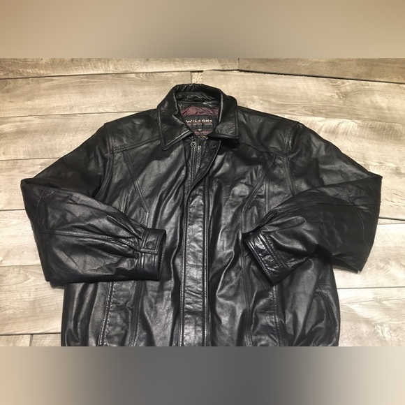 Wilsons Leather Flight Black Bomber Men’s Jacket 80’s 90's Vintage Size XLarge - Picture 3 of 12